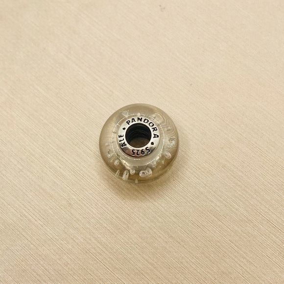 EUC Pandora 791617CZ Sterling Silver Clear Effervescence Murano Glass Bead w/ CZ - Picture 8 of 9